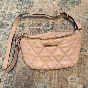 Poppy & Peonies Beige Quilted Crossbody Bag